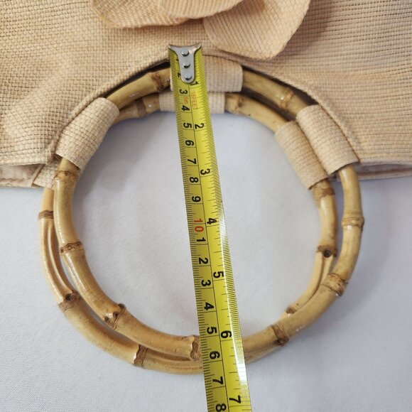 Vintage Neiman Marcus Bamboo Straw Wicker Purse 16" L x 4" W x 6.5" D - Picture 9 of 9